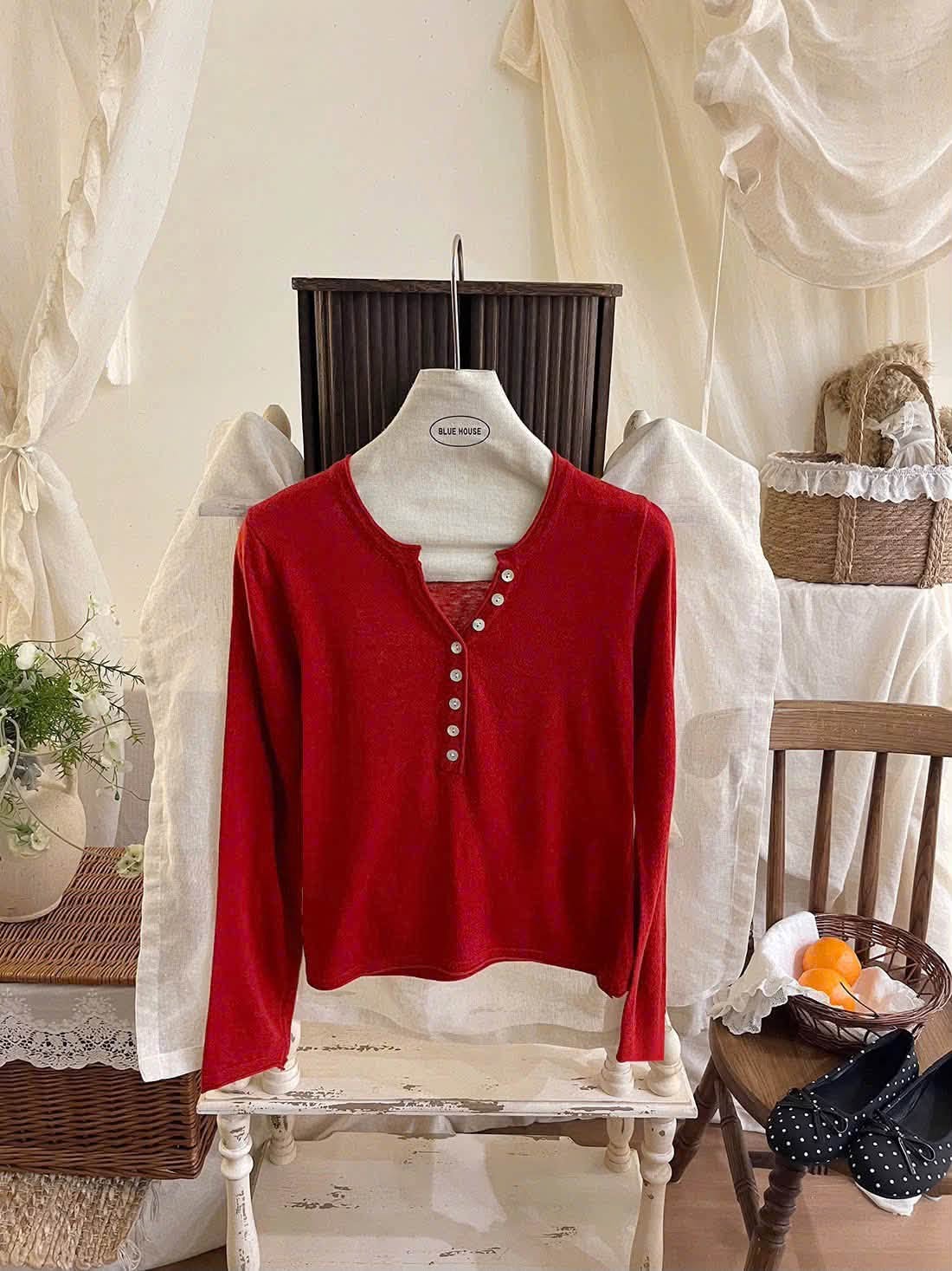 Áo len dài tay cổ V nút trơn XONXEN SHOP 6802 – Image 5