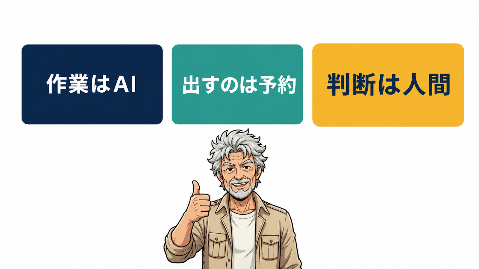 作業はAI・出すのは予約・判断は人間の役割分担図