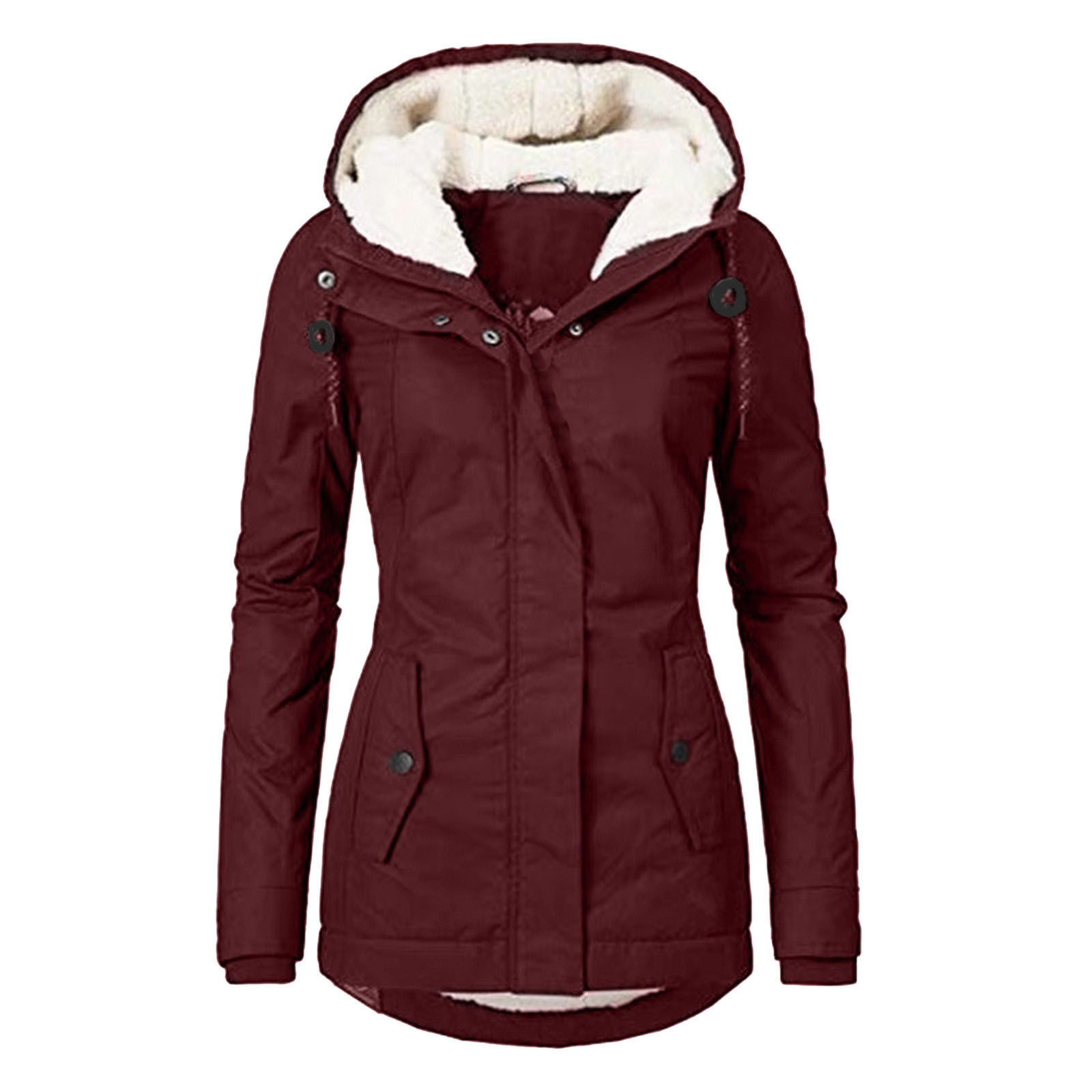 Padded parka with faux lambswool