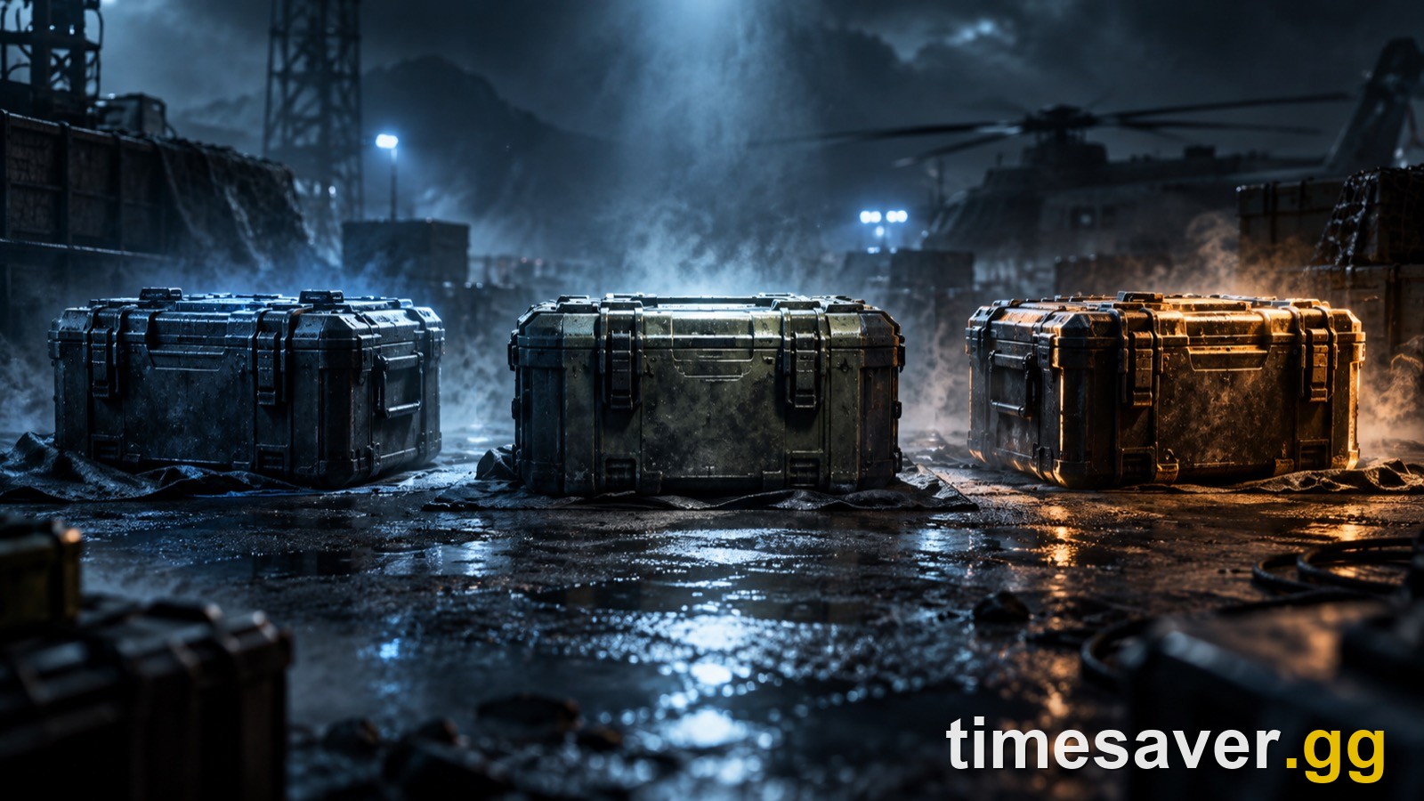 Three separate supply cases side by side — a reminder that Modern Warfare 4, Black Ops 7, and Warzone are three separate products.