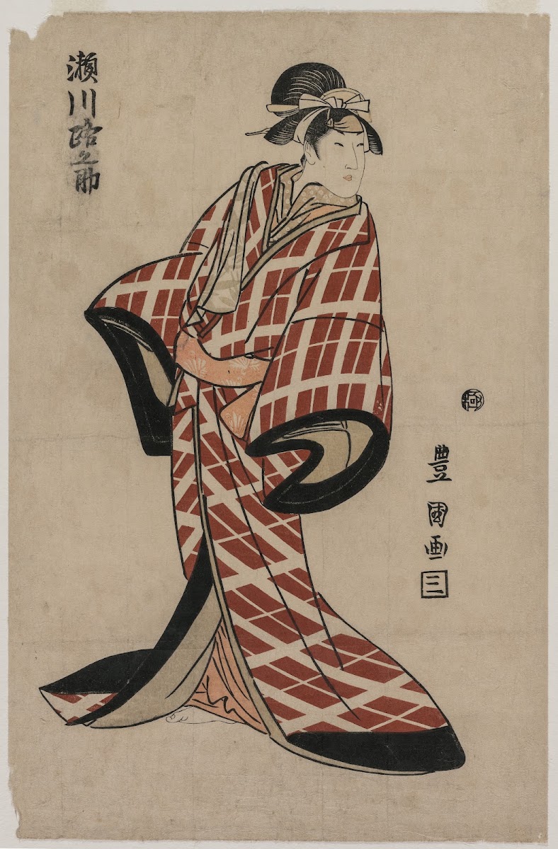 Segawa Michinosuke Wearing a Padded Plaid Robe c 1805