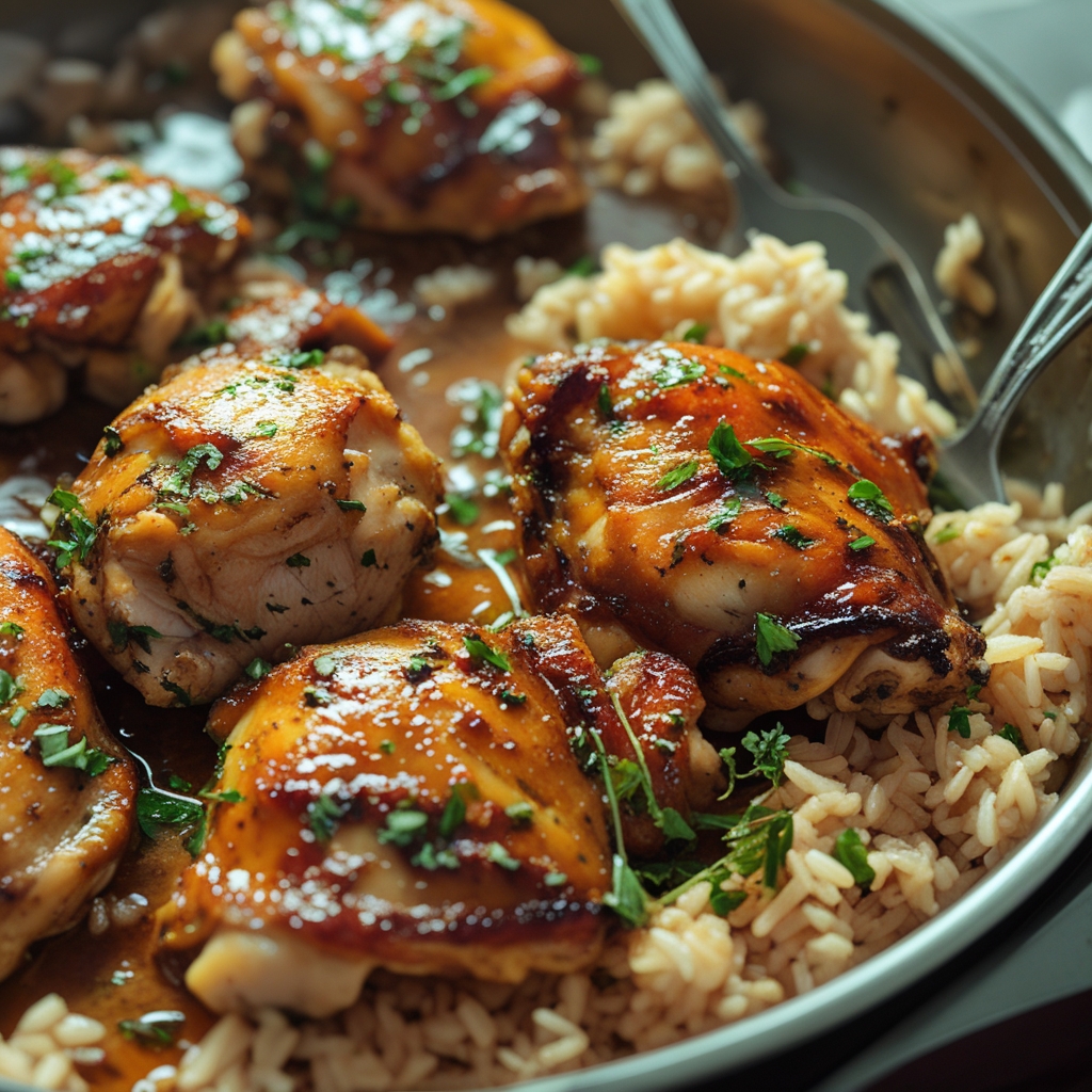 Chicken Thighs and Rice Easy Homemade Comfort Meal finished