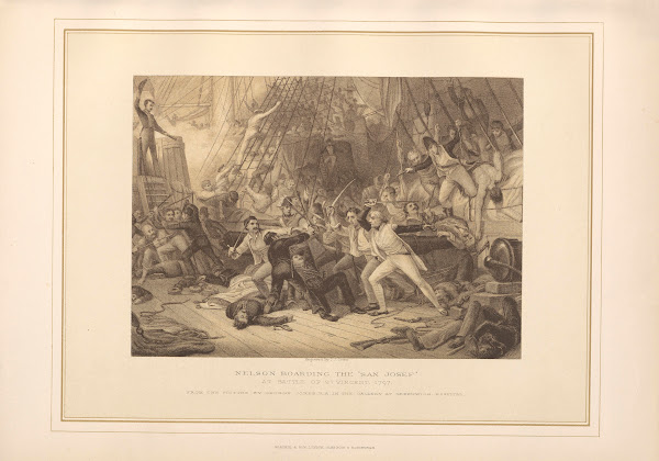 Nelson boarding the San Josef at the Battle of St Vincent  George Jones 19th cen