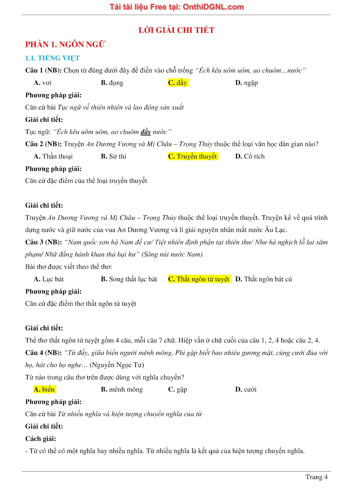 500 bài tập môn Ngữ Văn - Ôn thi ĐGNL ĐHQG TP HCM Phần 3