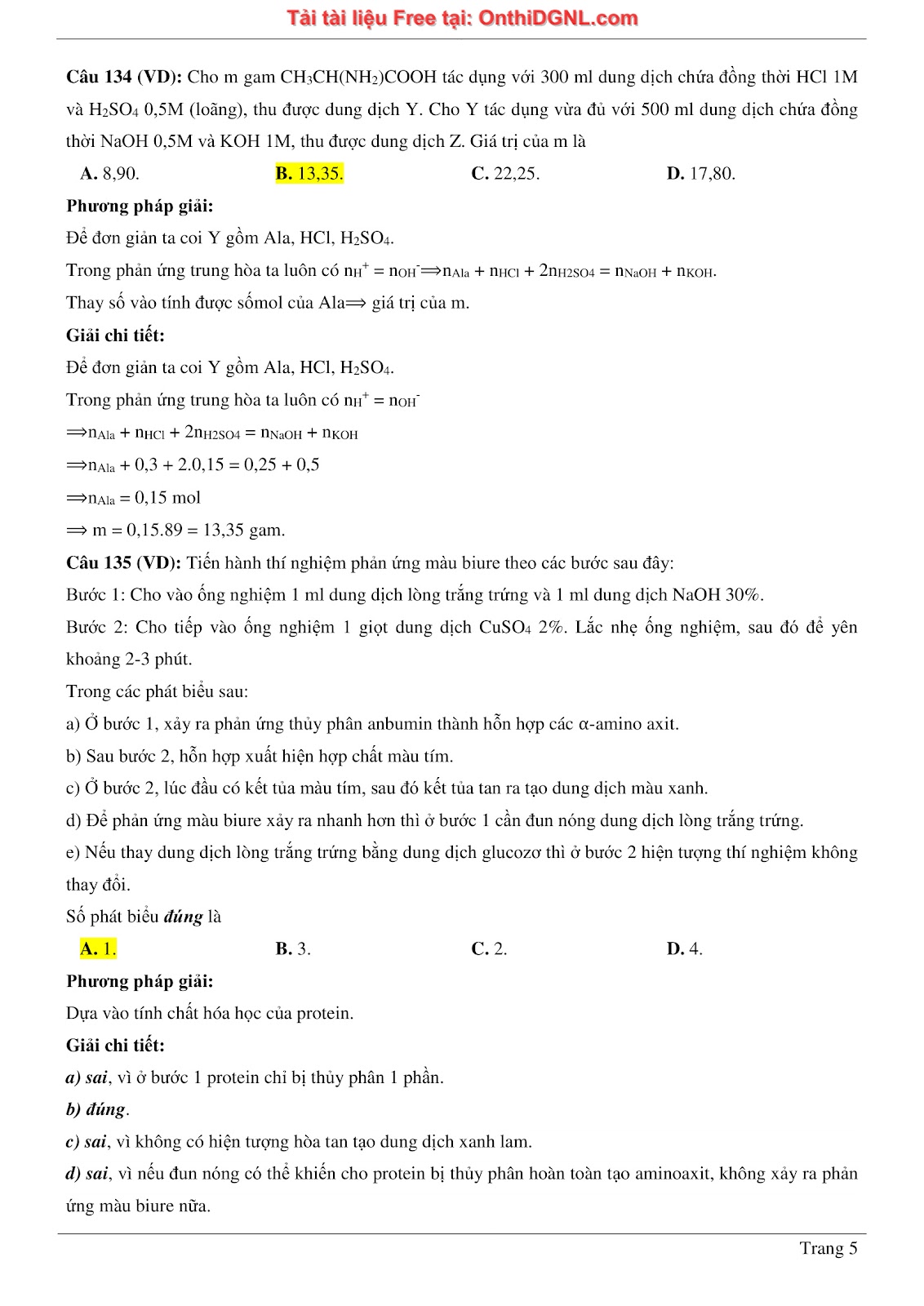 260 bài tập môn Hóa học - Ôn thi ĐGNL ĐHQG Hà Nội Phần 12