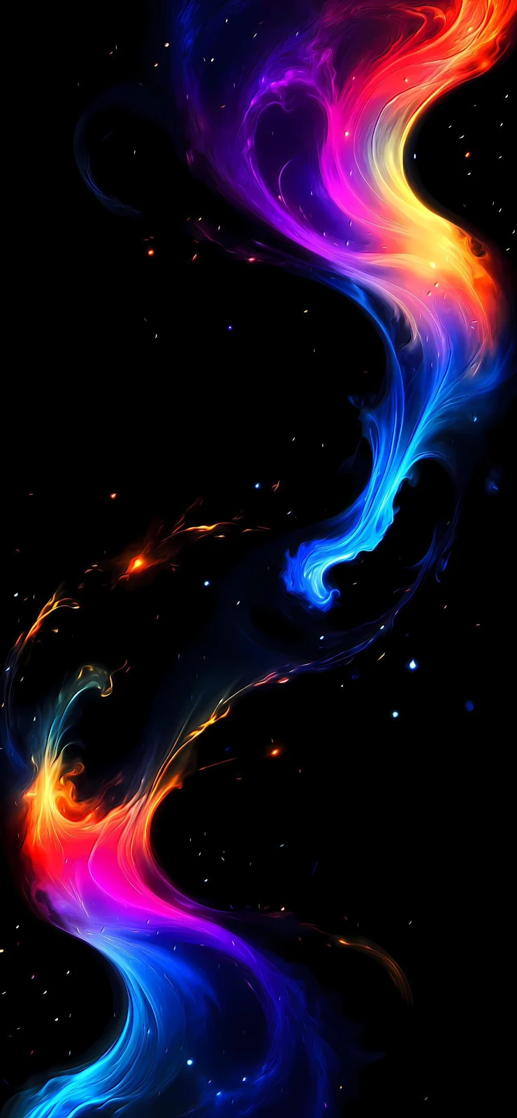 Abstract Colorful Light Waves - Digital Abstract Art Full HD iPhone Wallpaper (1284x2778)