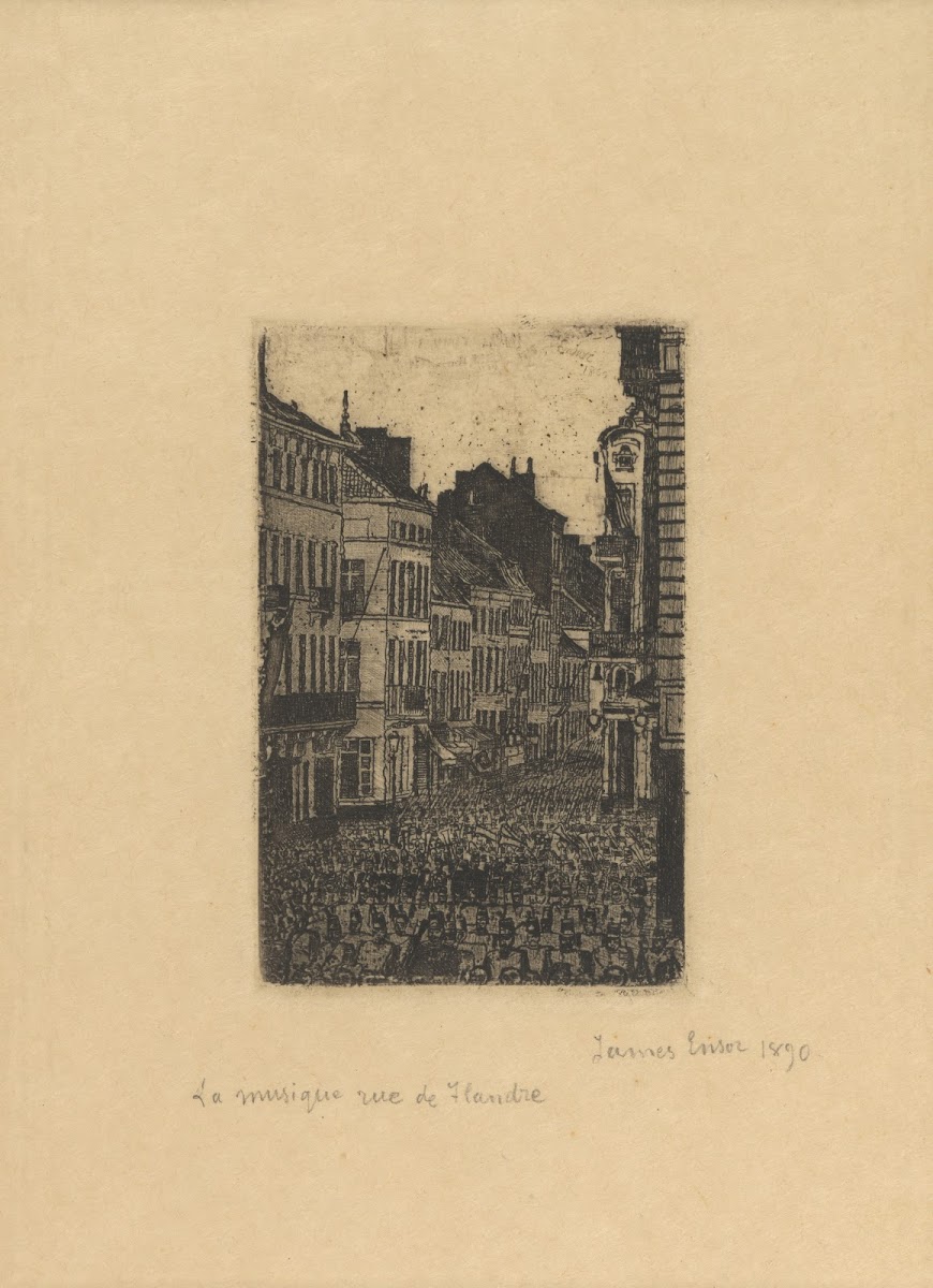 Muziek in de Vlaanderenstraat in Oostende 1890