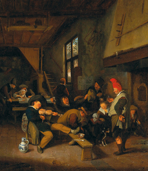A Tavern Interior With Drinking Peasants