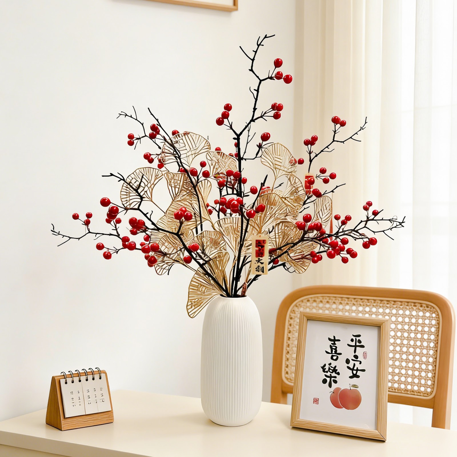 Keramikblumenvase mit Rillen, modern, Weiß