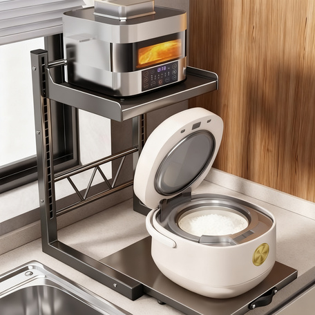 Kitchen shelf on wheels, 2 levels, height adjustable