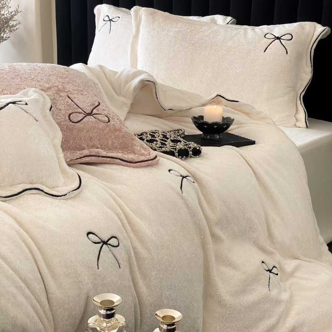 Milk fiber bedding set, embroidered, 4-piece