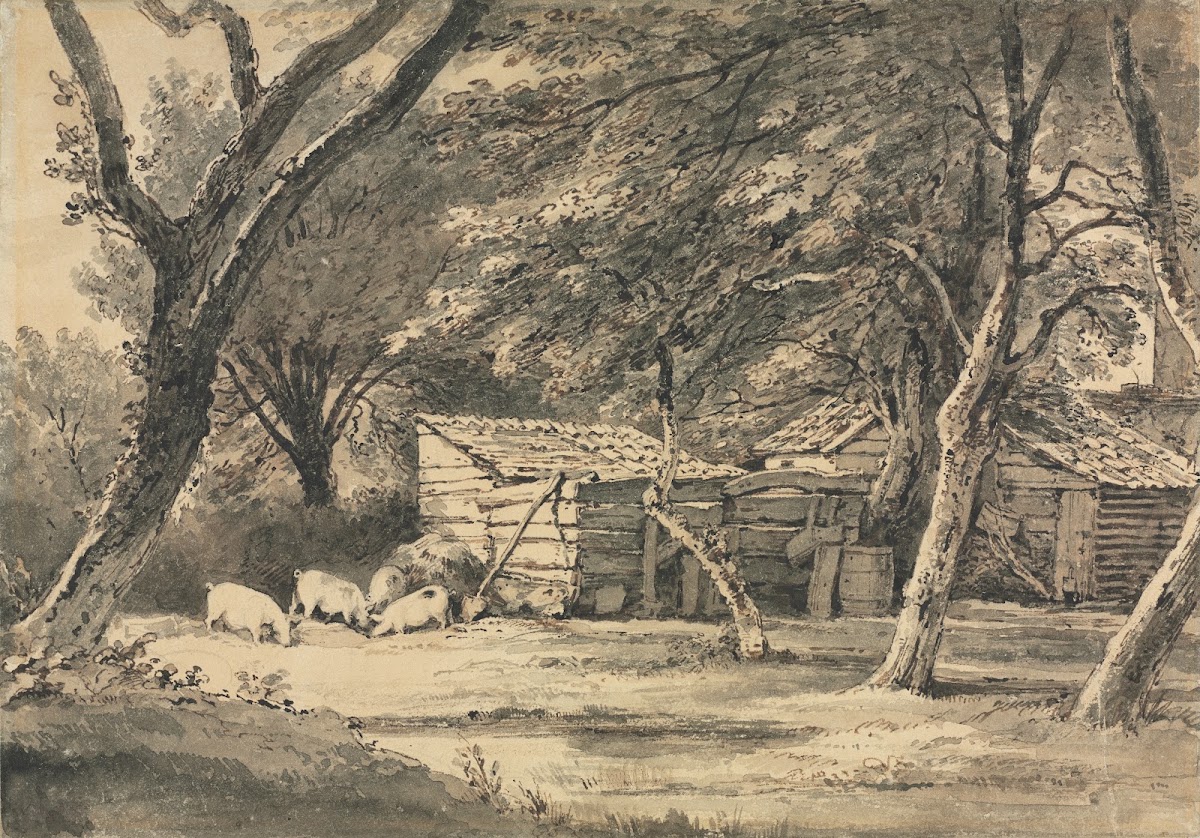 Farm with Pigs Foraging c 17891821