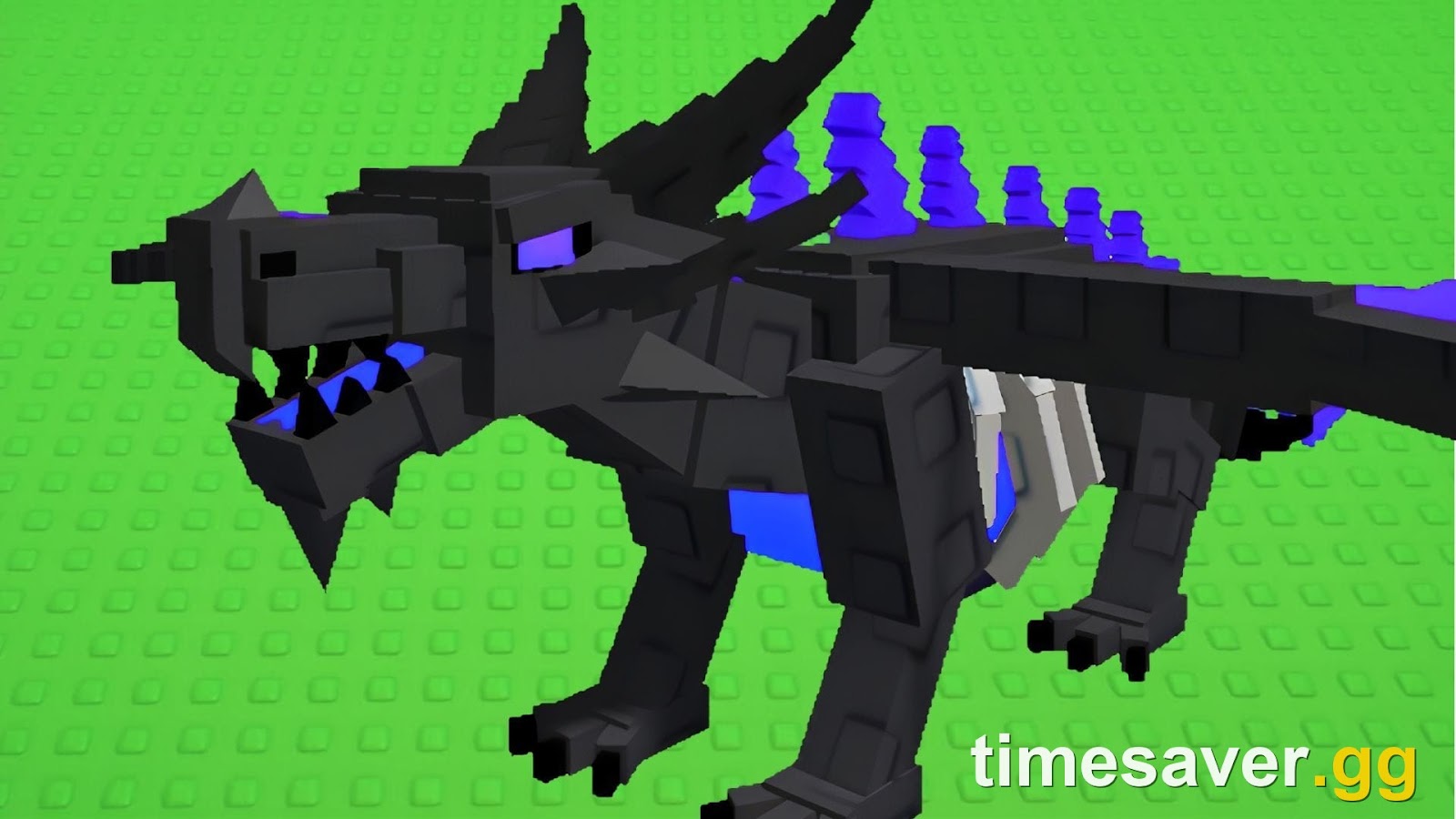 The Shadow Dragon pet model in Grow a Garden 2 — a black, blue-accented dragon that applies the Veil mutation on sow