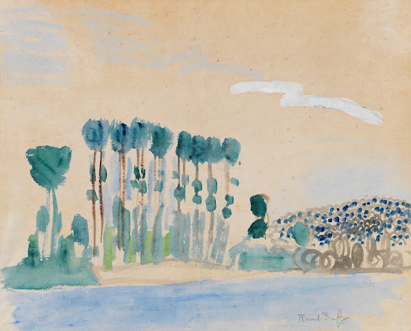Ohne Titel Bäume vor Wasser 1920
