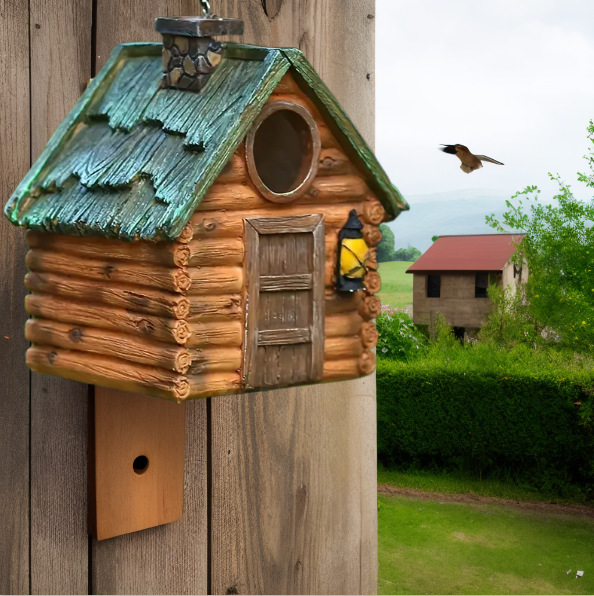 Resin birdhouse, hanging