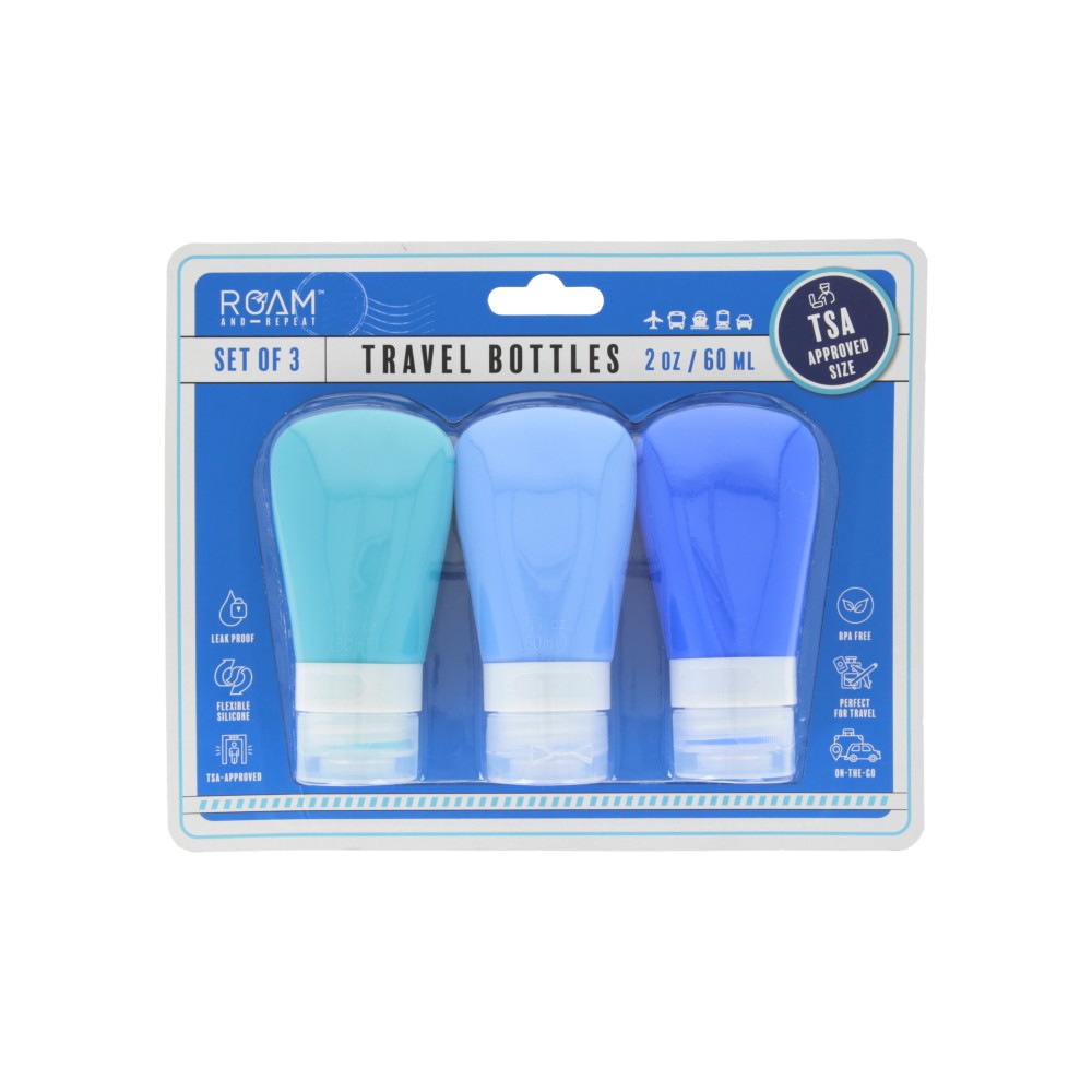 Set de botellas de viaje Roam and Repeat™ color azul, 3 piezas
