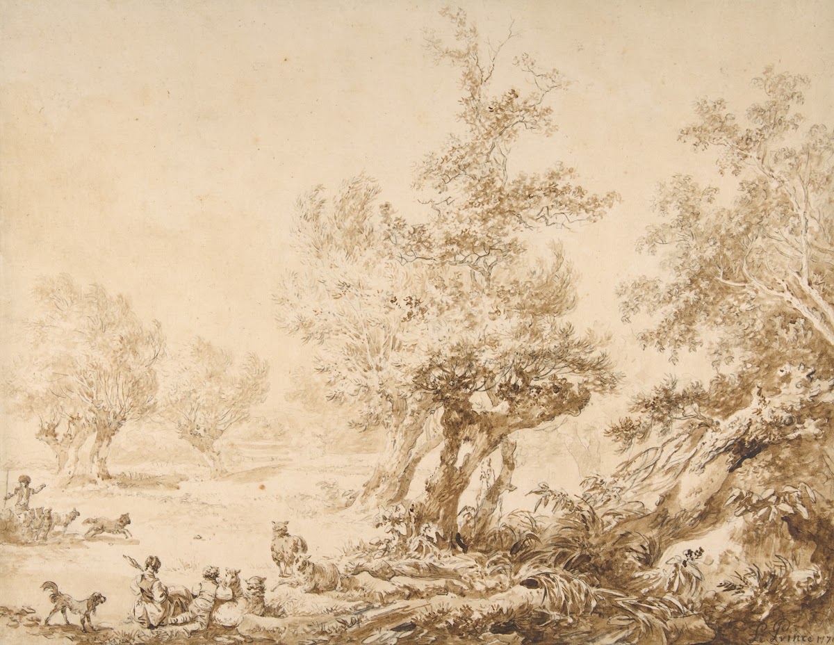 Shepherd with His Flock in a Clearing 1776