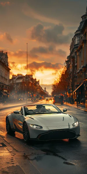 Aston Martin, Convertible, Luxury Car, Cityscape Full HD iPhone Wallpaper Background