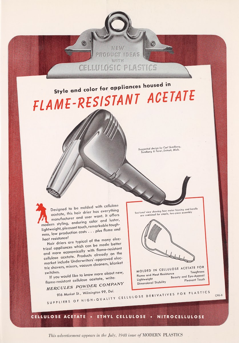 Style and Color for Appliances Housed in Flame Resistant Acetate 1948