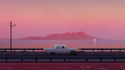 Retro Vibes Cruising Through Neon Dreams 4K Wallpaper Background