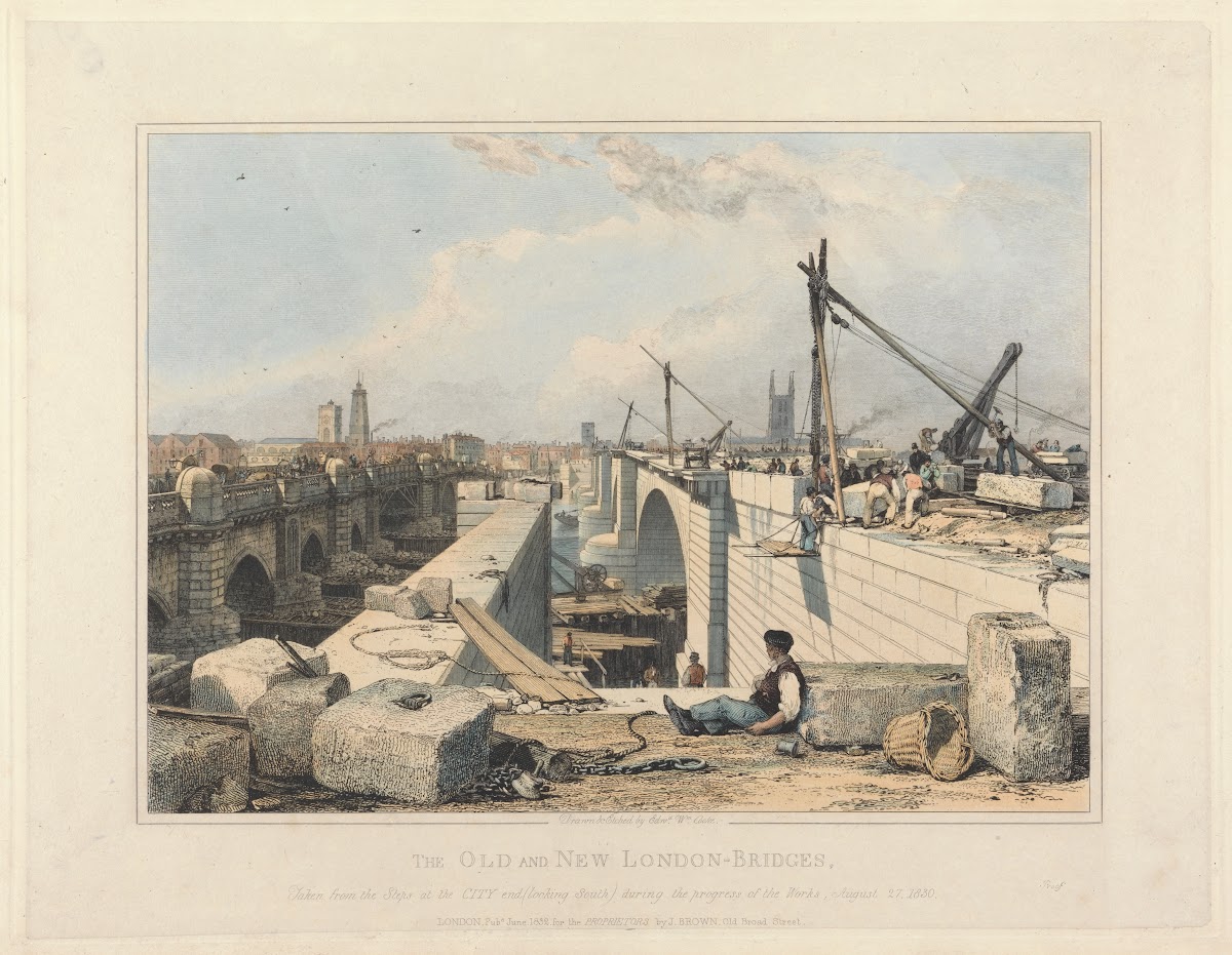 The Old and New London Bridge 1830