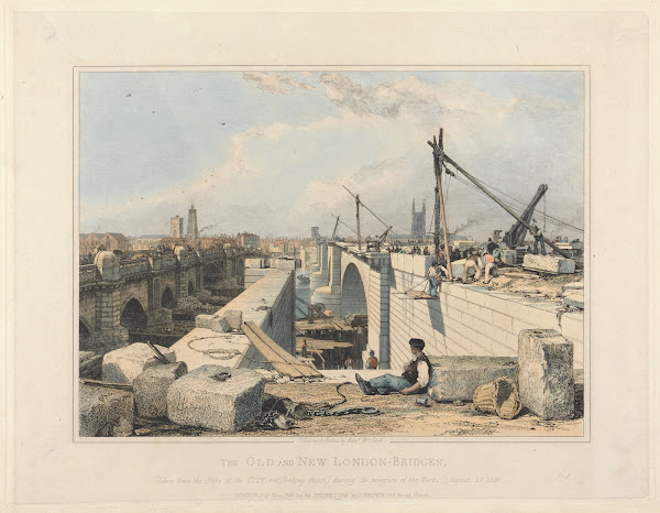 The Old and New London Bridge 1830