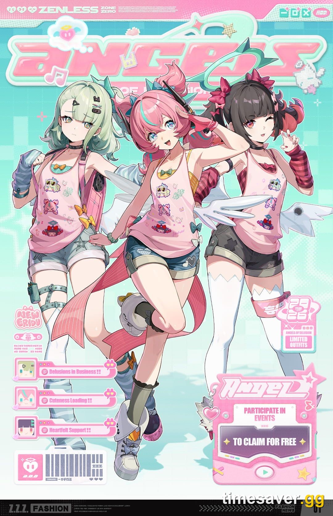 Angels of Delusion limited outfits promotional art for Zenless Zone Zero Version 3.2