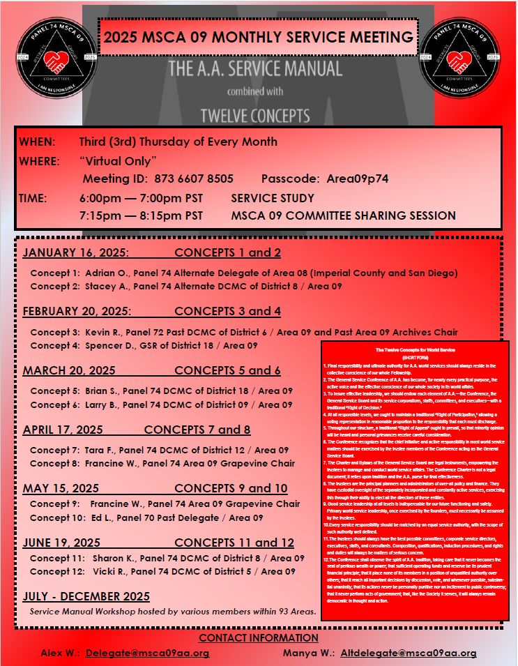 Flyer: 2025 MSCA 09 Monthly Service Study and Committee Sharing – 2/20