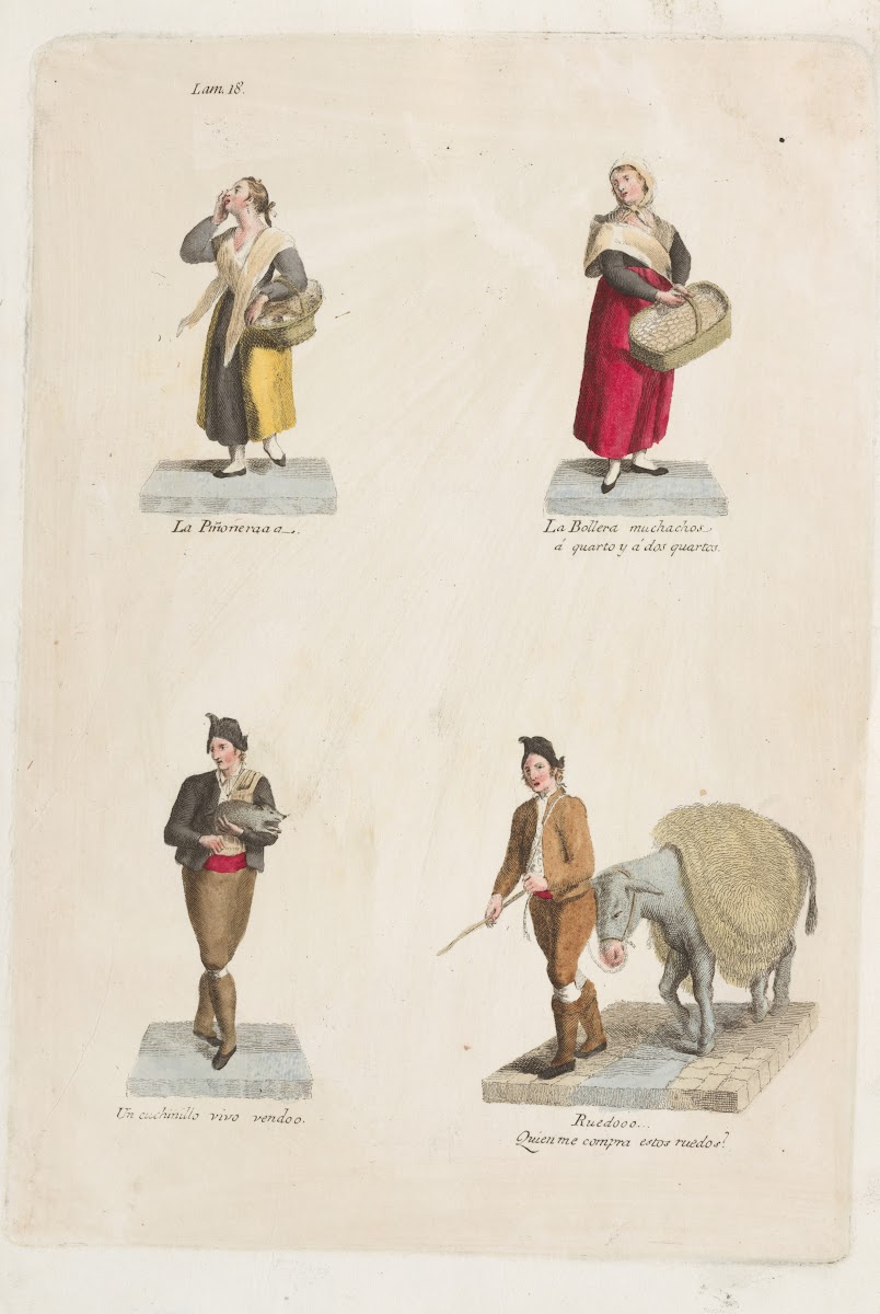 Plate 18 four street vendors from Madrid selling food a pig etc 18091817