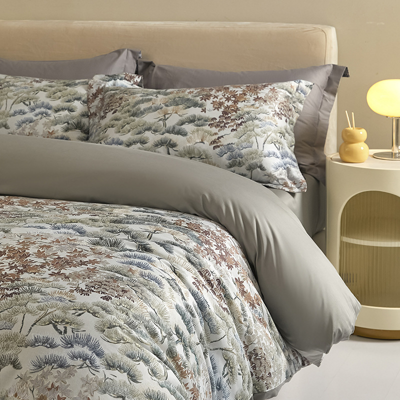 Cotton bedding set, 4 pieces, digital print, country house style