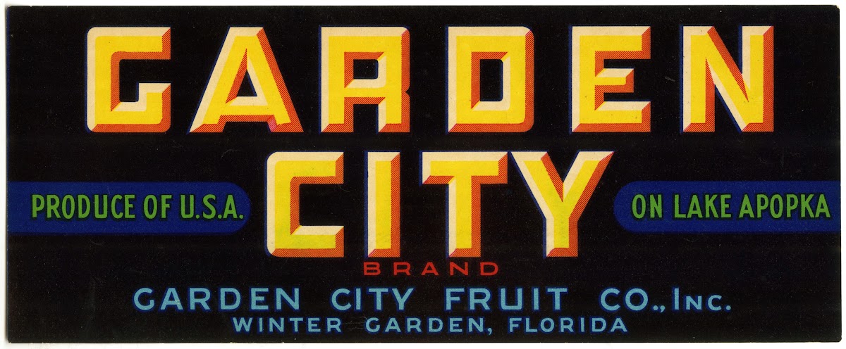 Garden City Brand Fruit Label 1930 1950