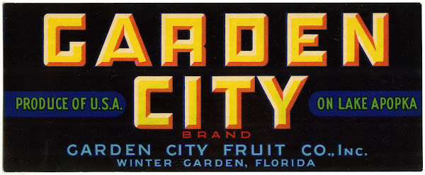 Garden City Brand Fruit Label 1930 1950