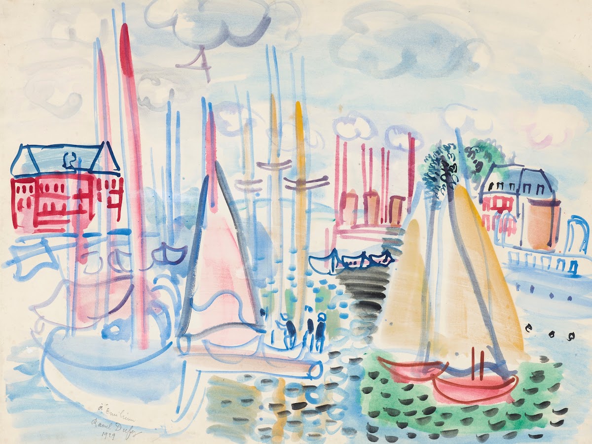 Voiliers dans le port de Deauville 1929
