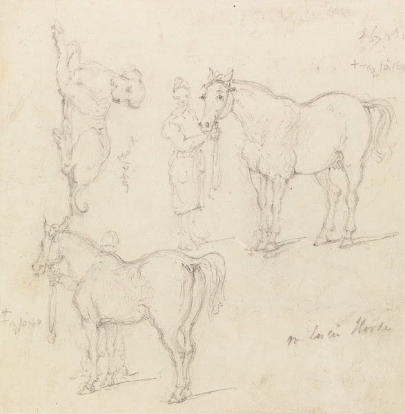 Studies of Horses with Chinese Grooms and a Dog 1840