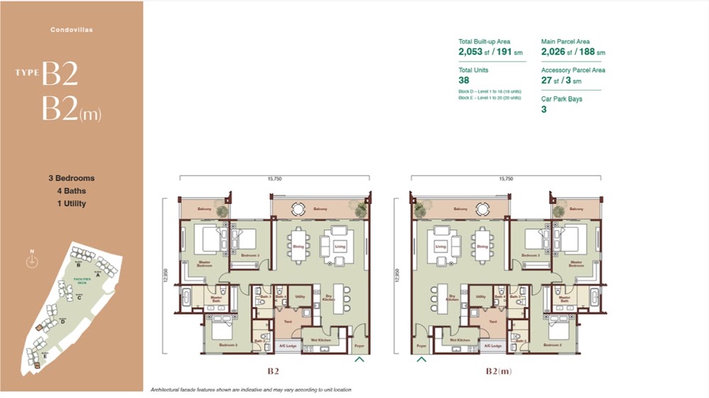 Zenia Damansara Condovilla - Type B2 (Standard) floor plan — 1812 sq ft, 4 bedrooms