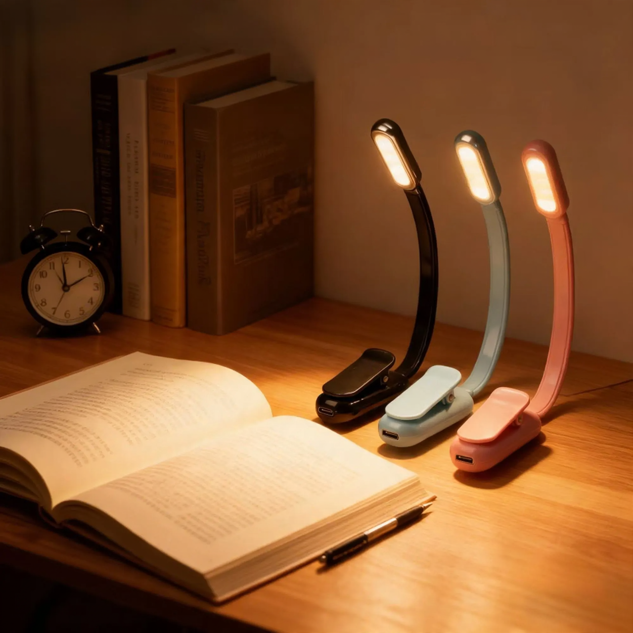 Mini LED Clip Light with Three Brightness Levels and USB Charging