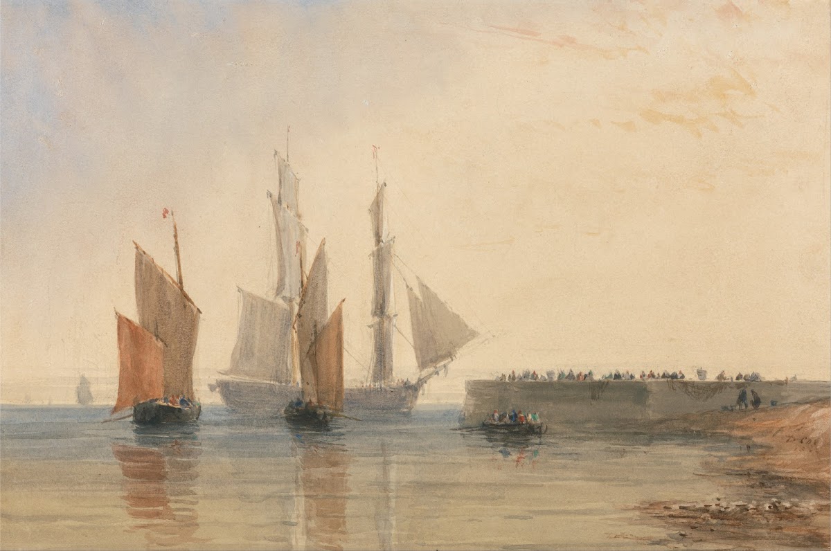 Entrance to Calais Harbour circa 1829
