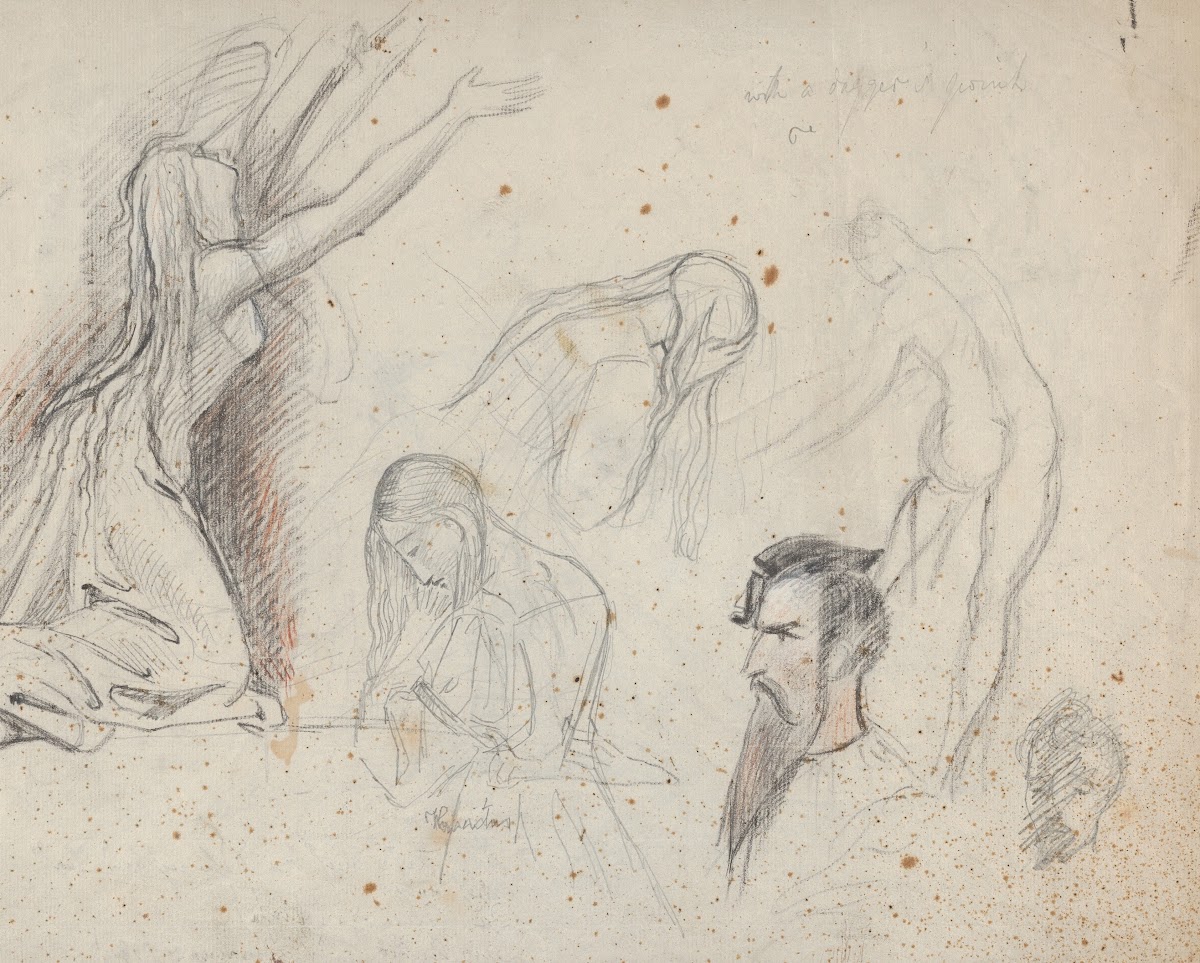 Studies of a Woman and Mans Head 182831