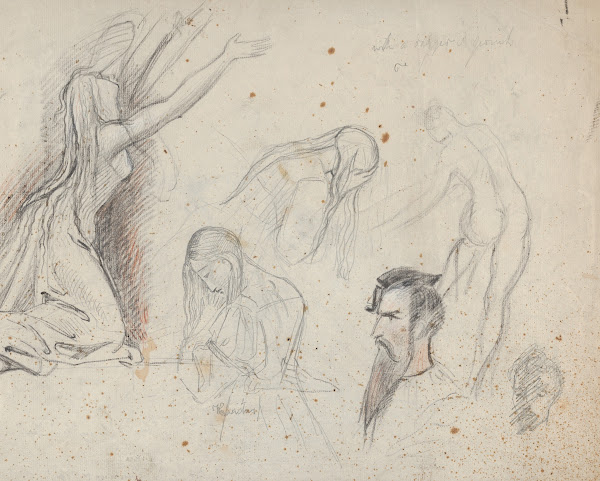 Studies of a Woman and Mans Head 182831