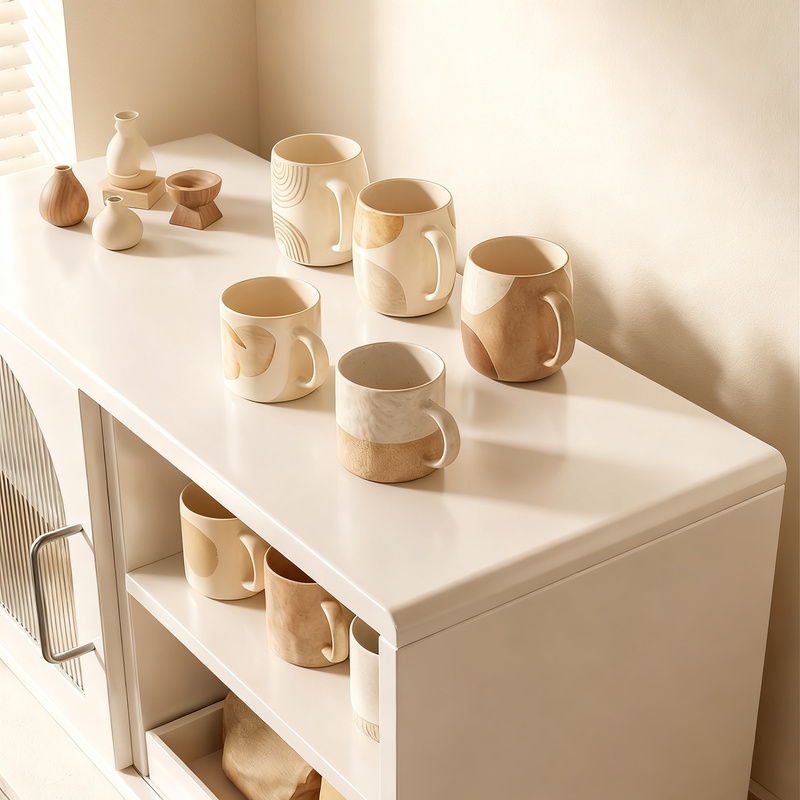 Mug holder with glass door, 1 level