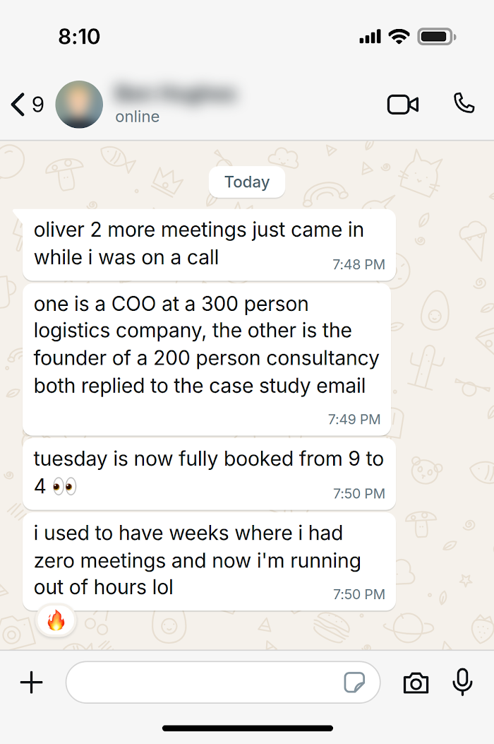 Client message on WhatsApp
