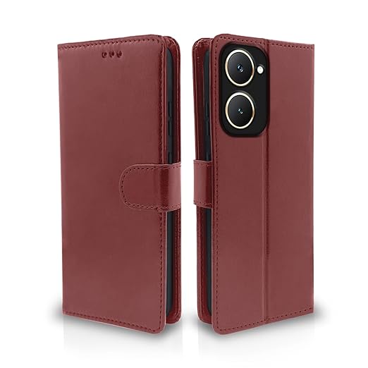 Flip Cover Leather Finish | Inside TPU with Card Pockets | Complete Protection Flip Case for Vivo Y03 4G