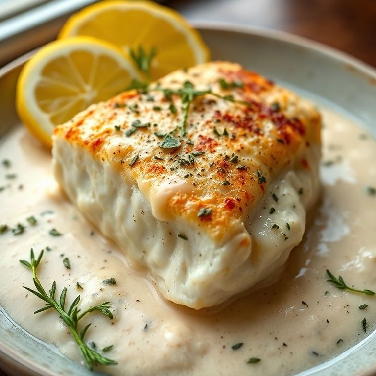 Baked Cod in Creamy Coconut Lemon Sauce Recipe – Easy & Flavorful finished