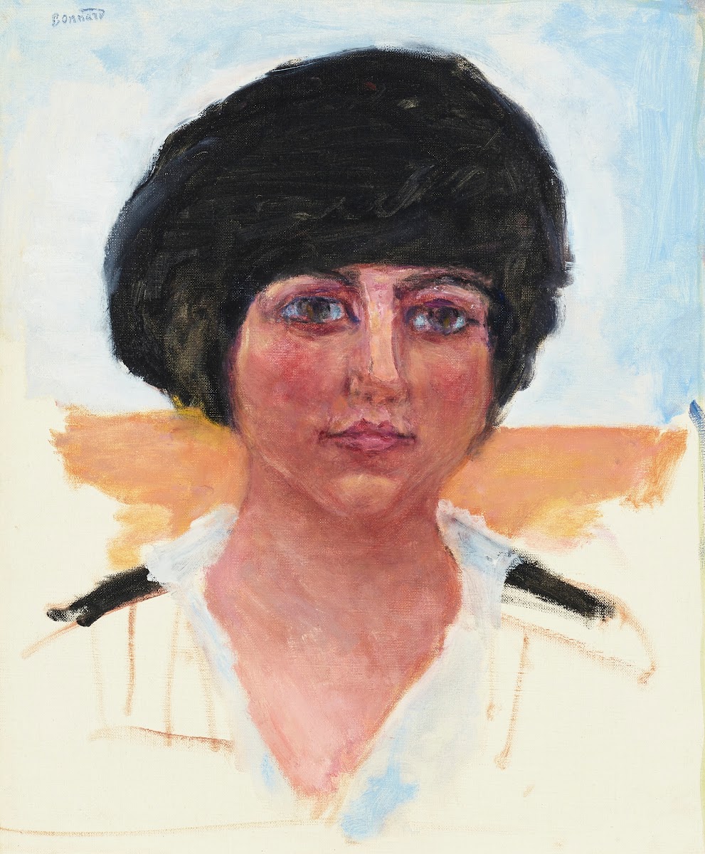 Tête de femme toque noire Mme Lucienne Dupuy de Frenelle étude circa 1917