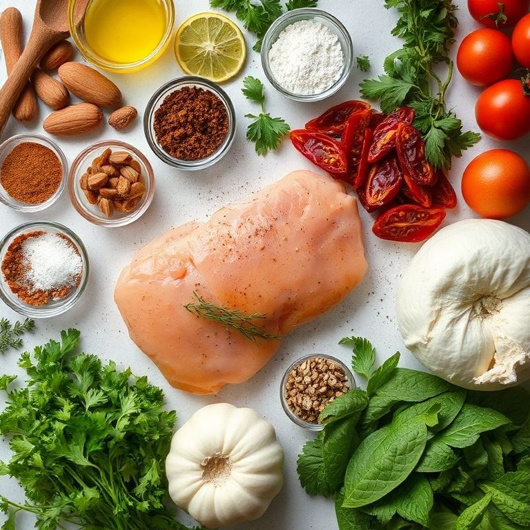 Ingredients for Sun Dried Tomato Chicken Skillet Recipe – Easy One‑Pan Dinner