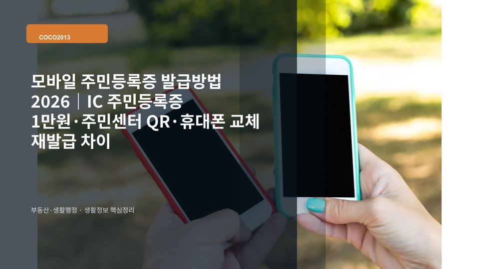 모바일 주민등록증 발급방법과 IC 주민등록증·QR 발급 차이를 설명하는 대표 이미지