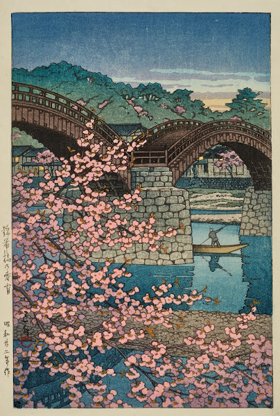 Kintaikyo no shunsho Spring evening at Kintai Bridge 1947