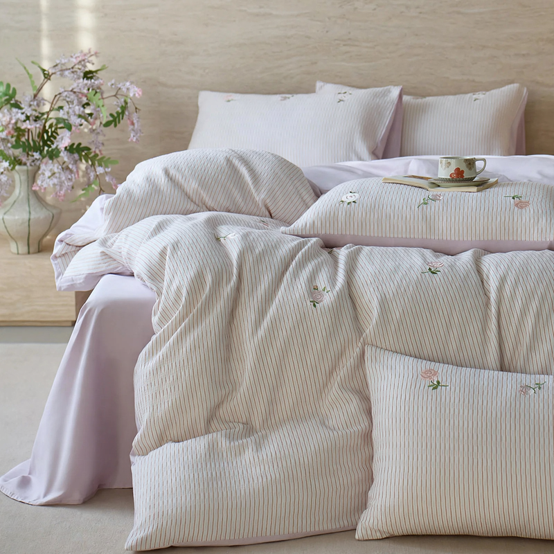 Cotton Bedding Set, 4-piece, Striped Pattern