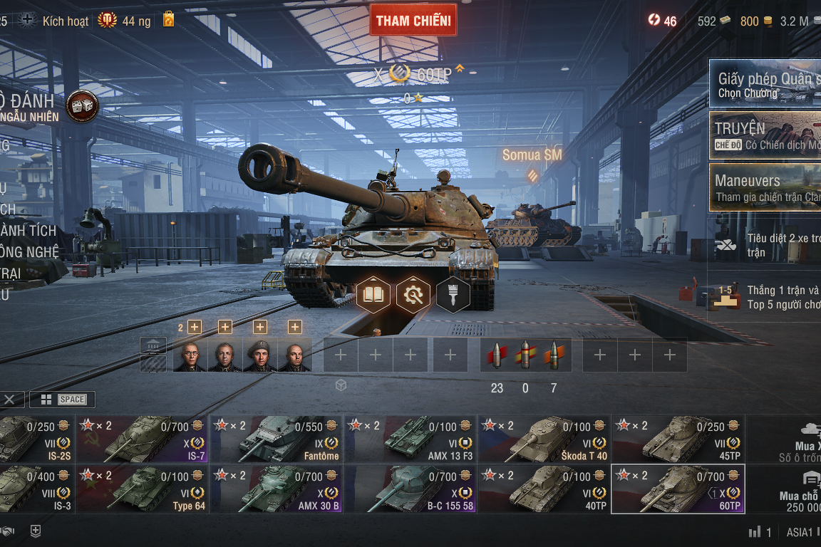 Acc World of Tanks PC gồm 5 tank X 60TP, IS-7, T-62A, AMX 30...