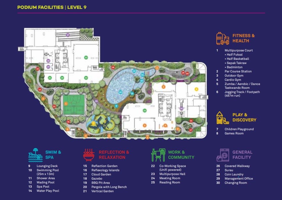 Loop City @ Puchong Type A floor plan — 450 sq ft, 1 bedrooms